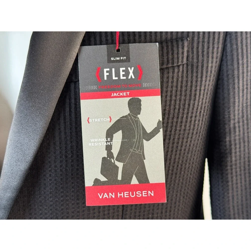 Van Heusen FLEX Textured Tuxedo Slim Fit Jacket Mens 40S NWT Lined Double-vented